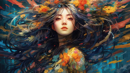 Beautiful Waifu Style Girl #5 with Generative AI technology