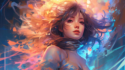 Beautiful Waifu Style Girl #4 with Generative AI technology