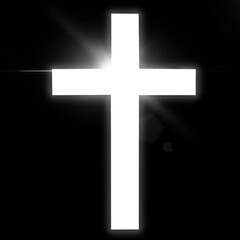 Christian Wihte cross and dark room. Cross illustration Religious concepts, for inserting text messages. Christian crosses border, banner