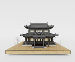 Obraz premium Temple isolated on white Background, 3d render