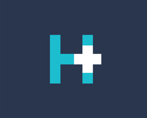 Letter H cross plus medical logo icon design template elements