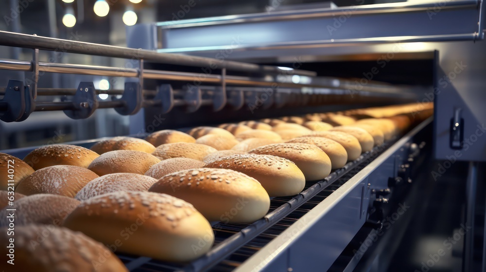 Sticker bread in a making process in  factory