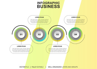 Business Infographic design template Vector with icons and 4 options or steps.
