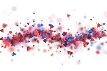 Blue and red triangle particles, 3d render