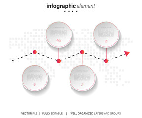 Naklejka premium Concept of arrow business model with 4 successive steps. Four colorful graphic elements. Timeline design for brochure, presentation. Infographic design layout 