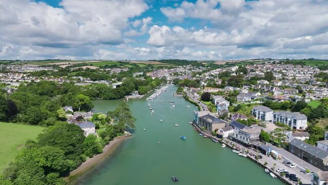 Kingsbridge Estuary from a drone, Kingsbridge, Devon, England, UK