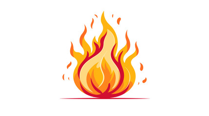 Drawing of a burning fire on a white background minimalism vector