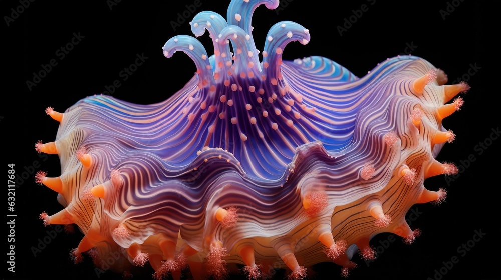 Poster a very colorful object that looks like an ocean creature or something. generative ai