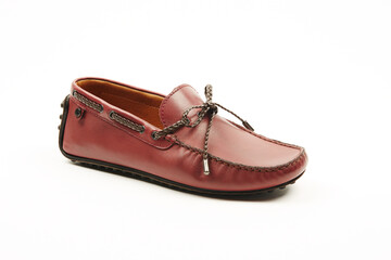 Casual, sports, leather mens shoes on an isolated background. Italian mens shoes.