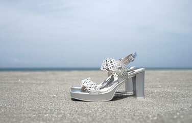 Woman silver sandals shoes
