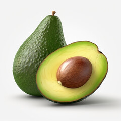 Avocado on white background. Fresh fruits. Healthy food concept