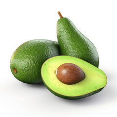 Avocado on white background. Fresh fruits. Healthy food concept