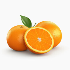 Oranges on white background. Fresh fruits. Healthy food concept