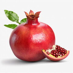 Pomegranate on white background. Fresh fruits. Healthy food concept