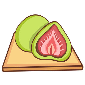 recommend clip art: Green Tea Mochi with Strawberry Filling