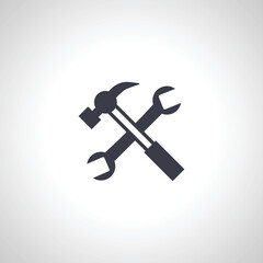 Hammer and wrench isolated icon. Repair crossed tool icon.