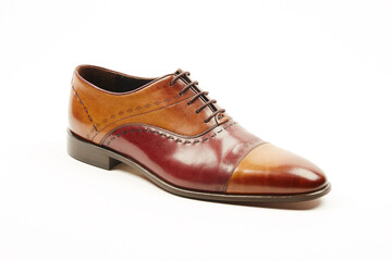 Casual, sports, leather mens shoes on an isolated background. Italian mens shoes.