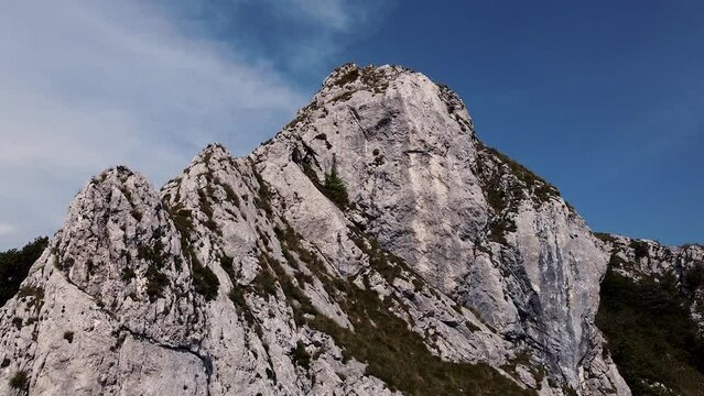 Drone view of Canzo's Horns Rocky Peak aka Corni di Canzo in Lake Como Italy