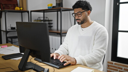 African american man business worker using computer at office