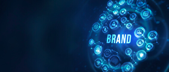 Internet, business, Technology and network concept. Brand development marketing strategy concept. 3d illustration