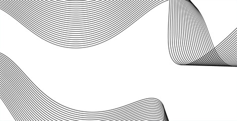 Abstract wavy stripes on a white background isolated. Creative line art. Vector illustration Design elements created using the Blend Tool. Curved smooth tape.