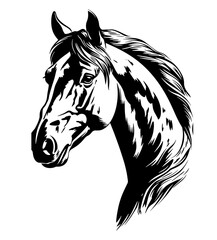Portrait of curious horse, isolated vector design