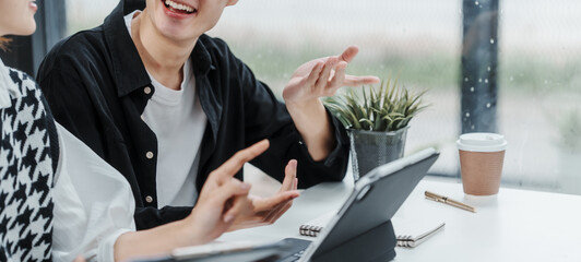 Friends of Asian MBA student researching data of thesis project, education online college courses, accredited degree programs, english chinese languages classroom, affordable regionally accredited