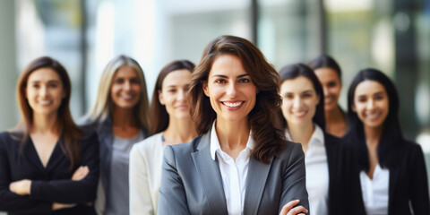 portrait of a businesswoman with team on the office	
