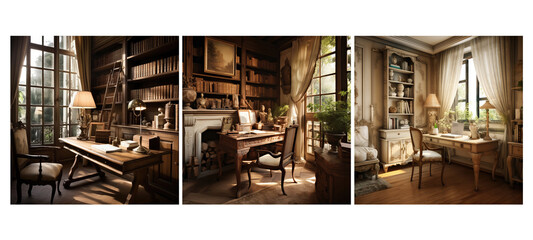 rustic french country study room interior design