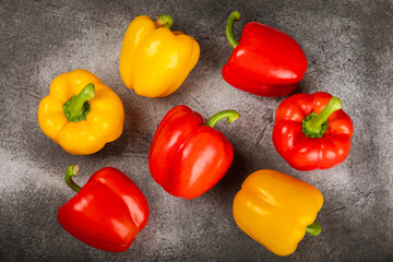 PAPRIKA.Fresh yellow and red bell pepper isolated on white background. Bulgarian salad pepper...