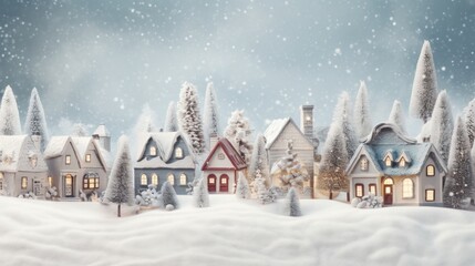 Christmas village in vintage style. Generative AI