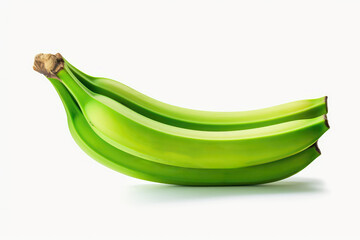 Green Banana Closeup On White Background