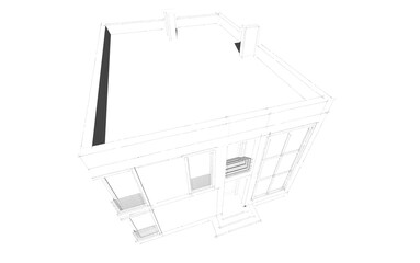 house building sketch architecture 3d illustration