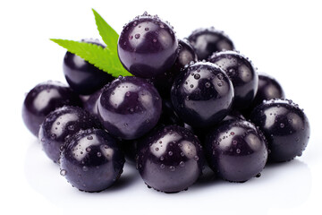 Purple Acai Berries Closeup On White Background