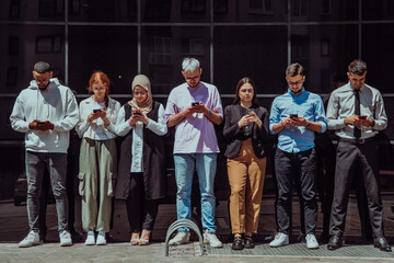 A diverse and confident group of young businessmen poses together, radiating success, ambition, and unity, capturing the essence of a dynamic and inspiring business environment