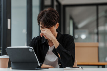 Depressed Asian MBA student bored of studying online. What is an MBA student? MBA is a generic abbreviation for Master of Business Administration. tips for managing work-life balance