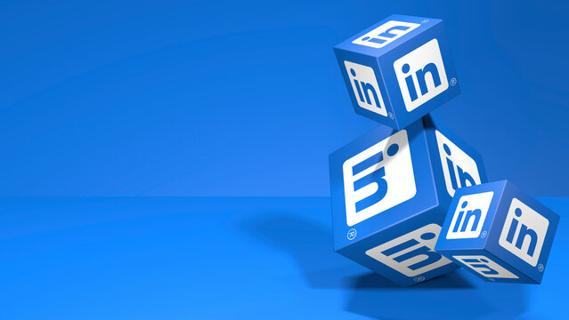 LinkedIn Logo W&uuml;rfel Dynamik 3D Vorlage