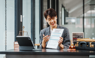 Professional legal system lawyers Korean asian people online consulting including criminal, civil,...