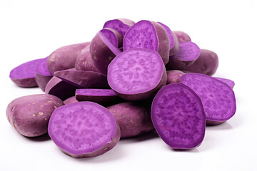 Obraz na płótnie Canvas Purple Sweet Potatoes Closeup On White Background
