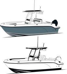 Boat vector, one color boat vector, fishing boat vector line art, Which printable on various materials.