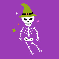 Happy Halloween Skeleton.Happy Halloween. Fashion illustration for postcard, flyer, banner