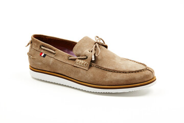 Casual, sports, leather mens shoes on an isolated background. Italian mens shoes.