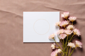 Blank Greeting Card Mockup With Floral Arrangement