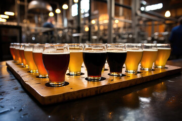 Flight Of Beer Samples Ready For Tasting