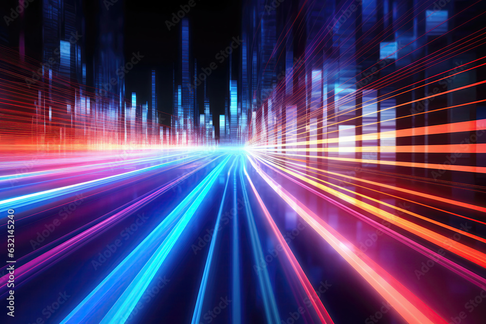 Poster highspeed data transfer concept with abstract neon lines
