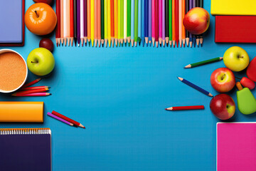 School Supplies Arranged Neatly For The New Semester
