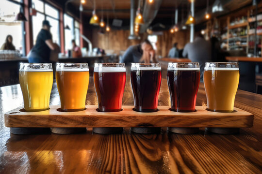 Handcrafted Beer Selection On Brewery Tour