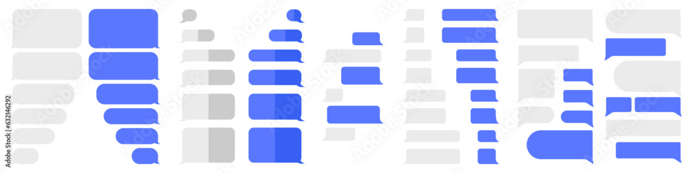 Poster Message speech bubble collection. Set of blue and gray chatting box. Speech bubble collection for chatting