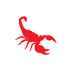 Red scorpion icon vector on a white background