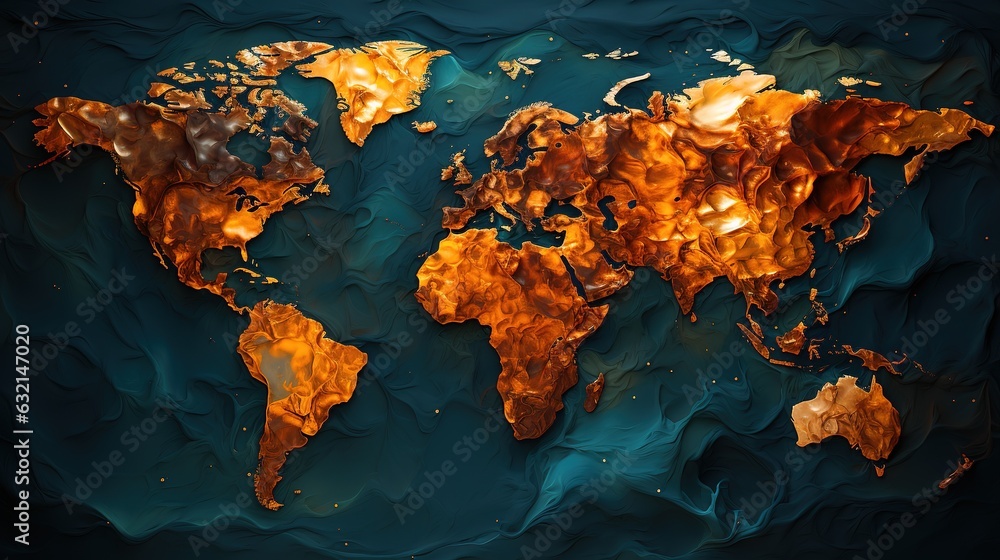 Poster background of abstract map of the world,dark background,the concept of studying the elements of hist